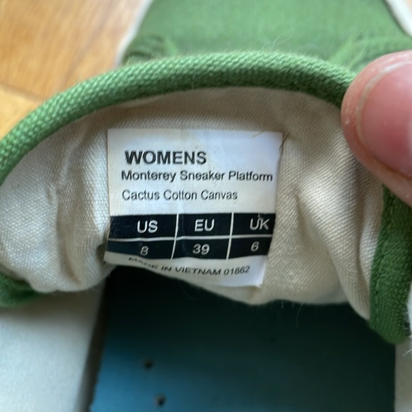 SeaVees Monterey Cactus Green Platform Sneaker Cotton Canvas Size 8 - Picture 3 of 5